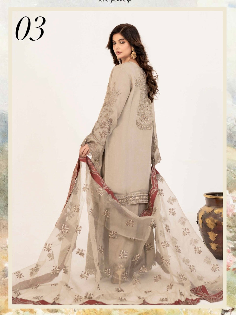 SIMRANS Shahjahan 3 piece embroidered chiffon sharara dress -3530