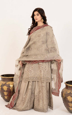 SIMRANS Shahjahan 3 piece embroidered chiffon sharara dress -3530