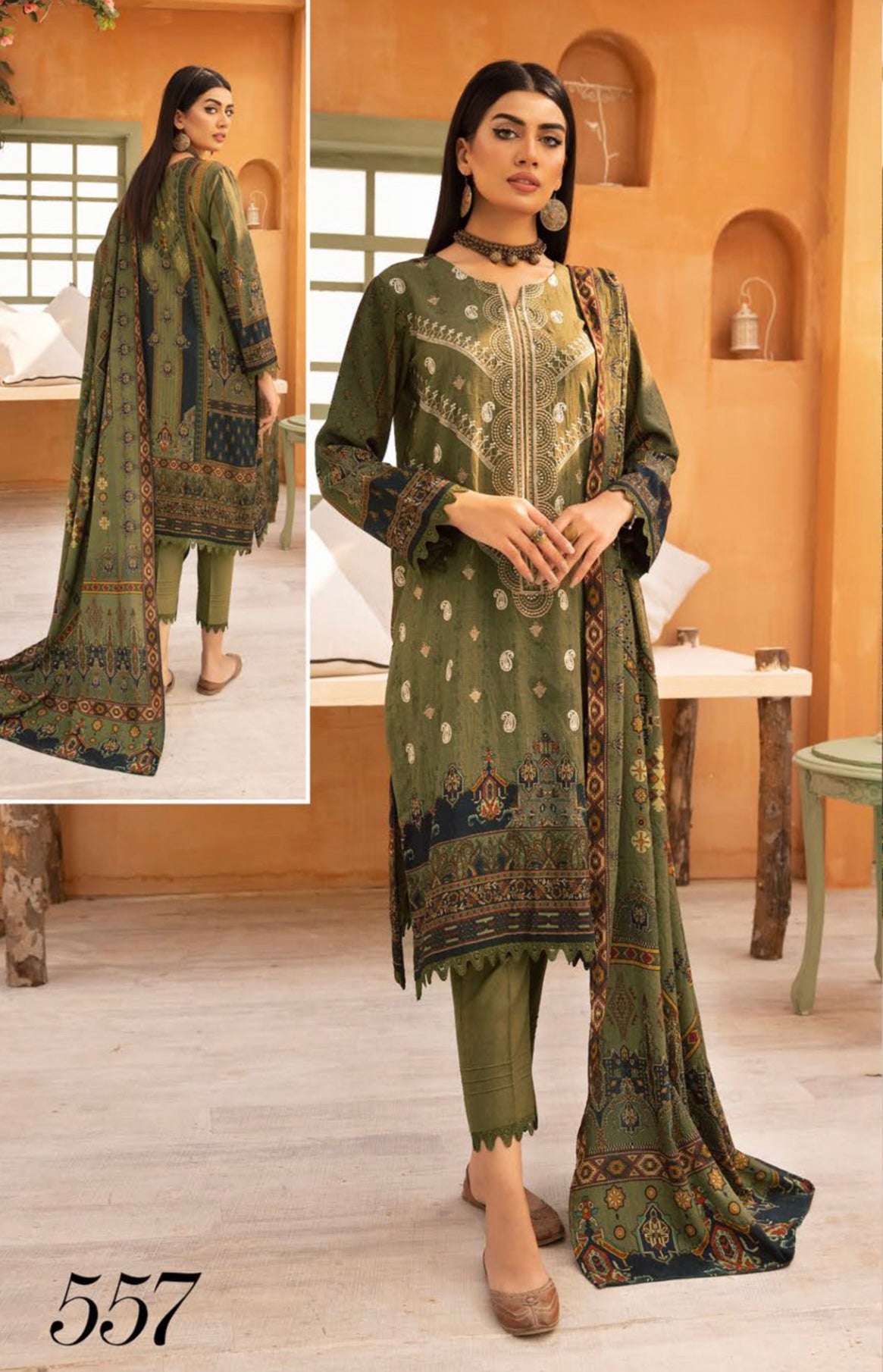 SIMRANS ‘CARNATION’ | EMBROIDERED DHANAK 3 PC READYMADE |SM555
