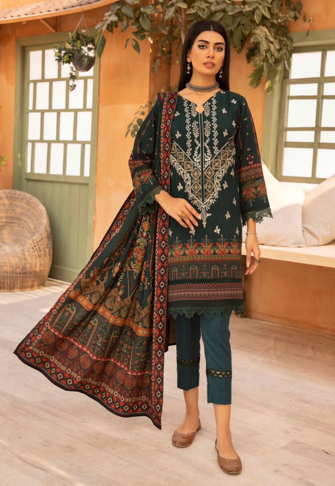 SIMRANS ‘CARNATION’ | EMBROIDERED DHANAK 3 PC READYMADE |SM552
