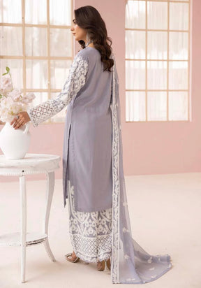 SIMRANS Fiza Grey Embroidered Eid 3 Piece Suit With Chiffon Dupatta