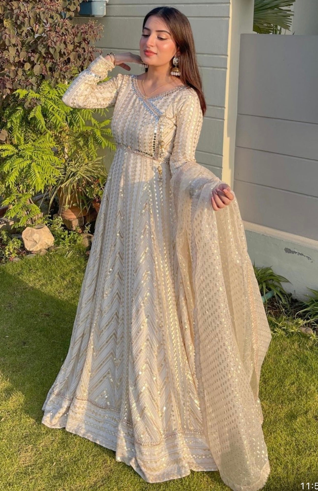 SIMRANS CHIFFON 3 piece angrakha style long Embroidered dress