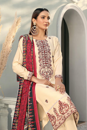 SIMRANS Alpine Embroidered 3 Piece Winter Outfit With Shawl WS12