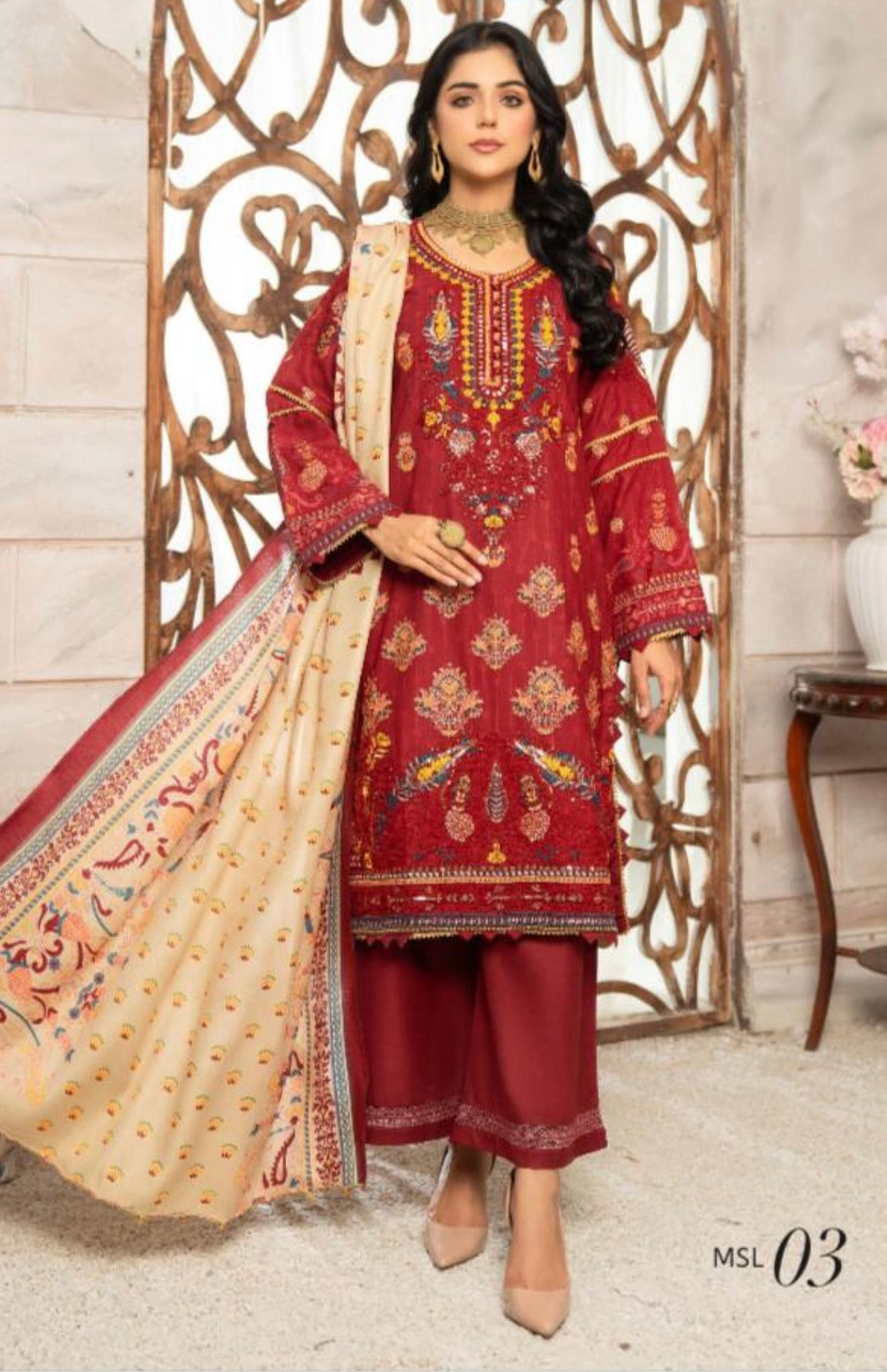 MUNIRA | EMBROIDERED DHANAK READYMADE | MHL03