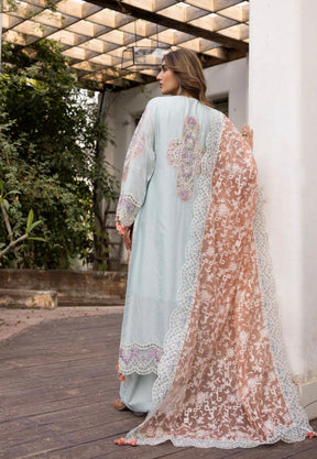 SIMRANS Ivana chikankari collection 3 piece embroidered suit - SEA GREEN