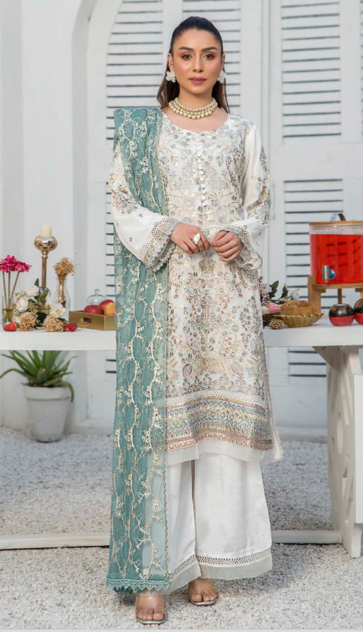 MUNIRA | EMBROIDERED CHIFFON 3PC READYMADE | MFL02