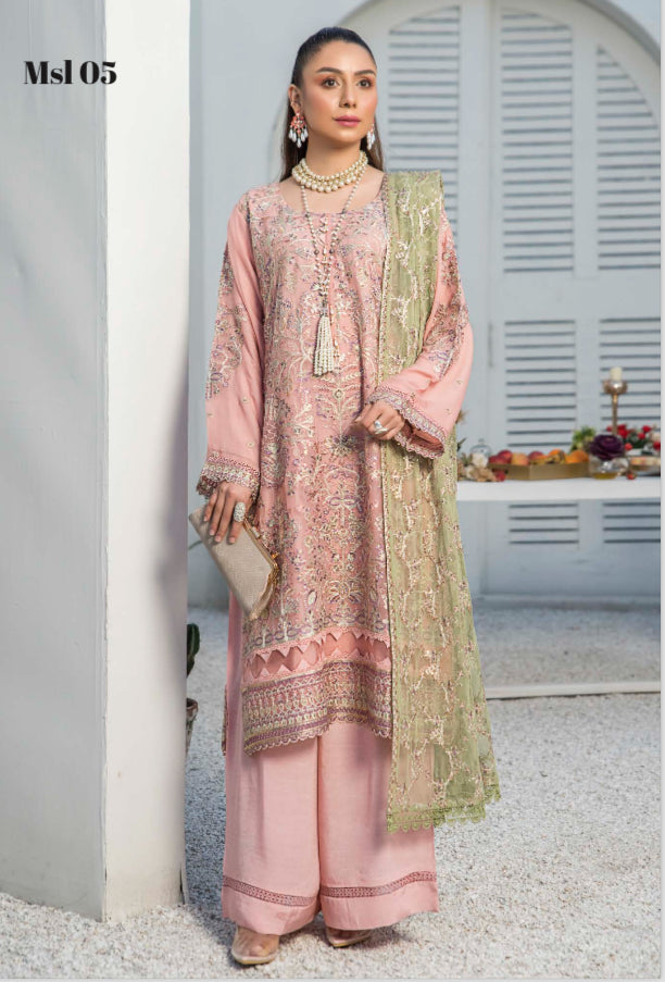 MUNIRA | EMBROIDERED CHIFFON 3PC READYMADE | MFL05