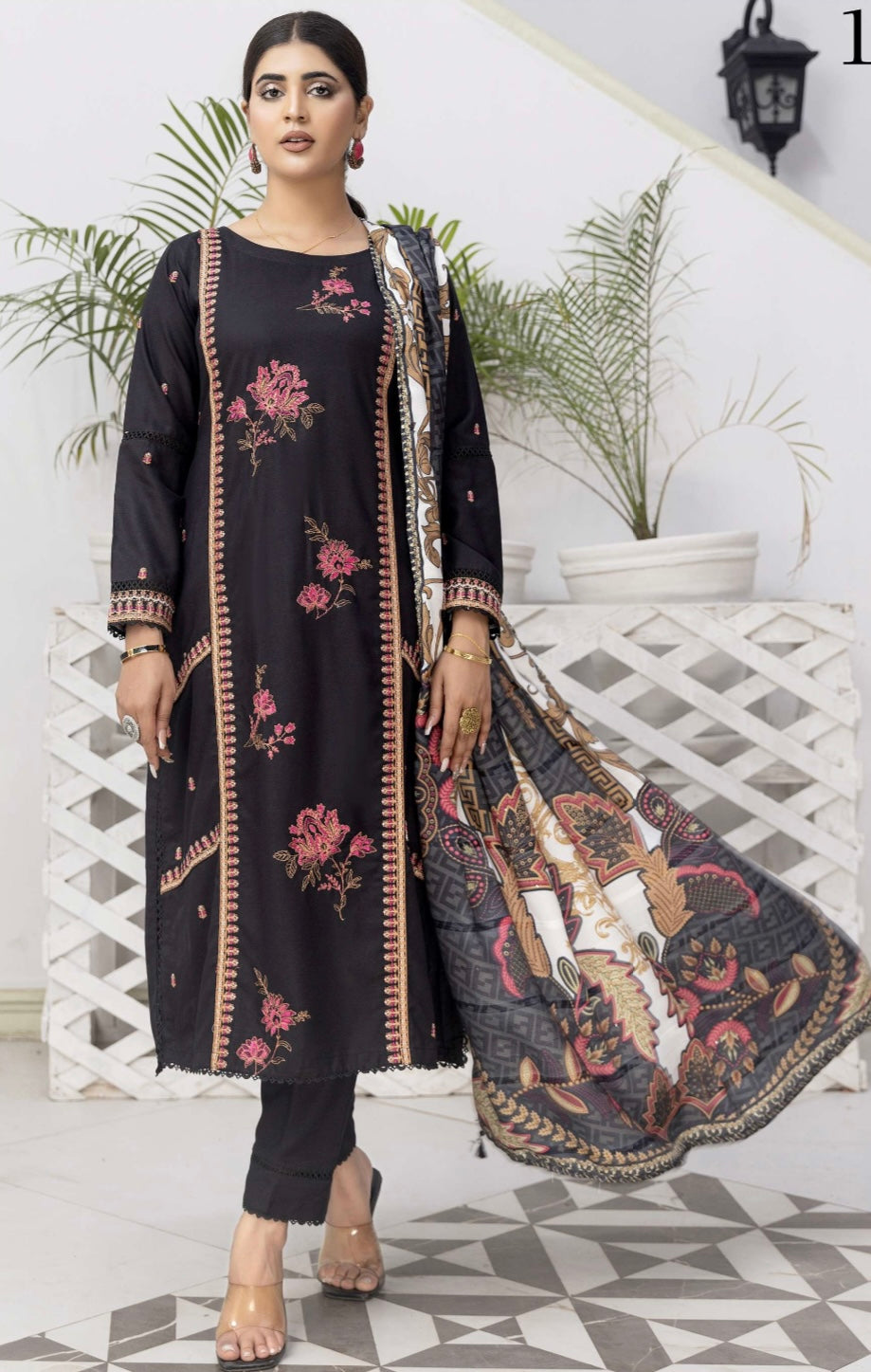 SIMRANS MAHI Dhanak Embroidered 3 Piece Winter Outfit With Shawl MSH01