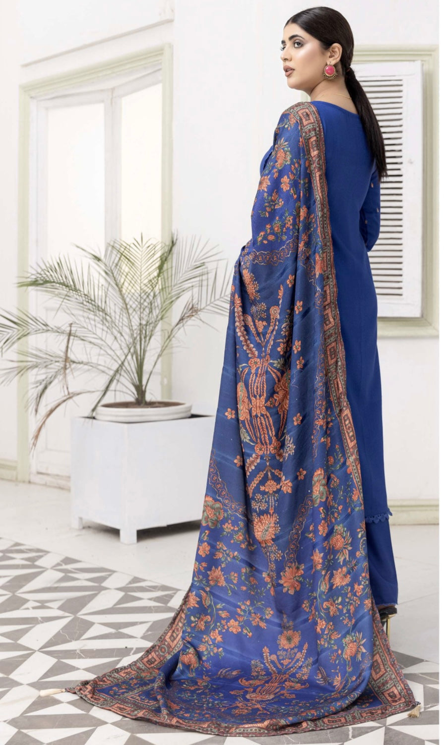 SIMRANS MAHI Dhanak Embroidered 3 Piece Winter Outfit With Shawl MSH02