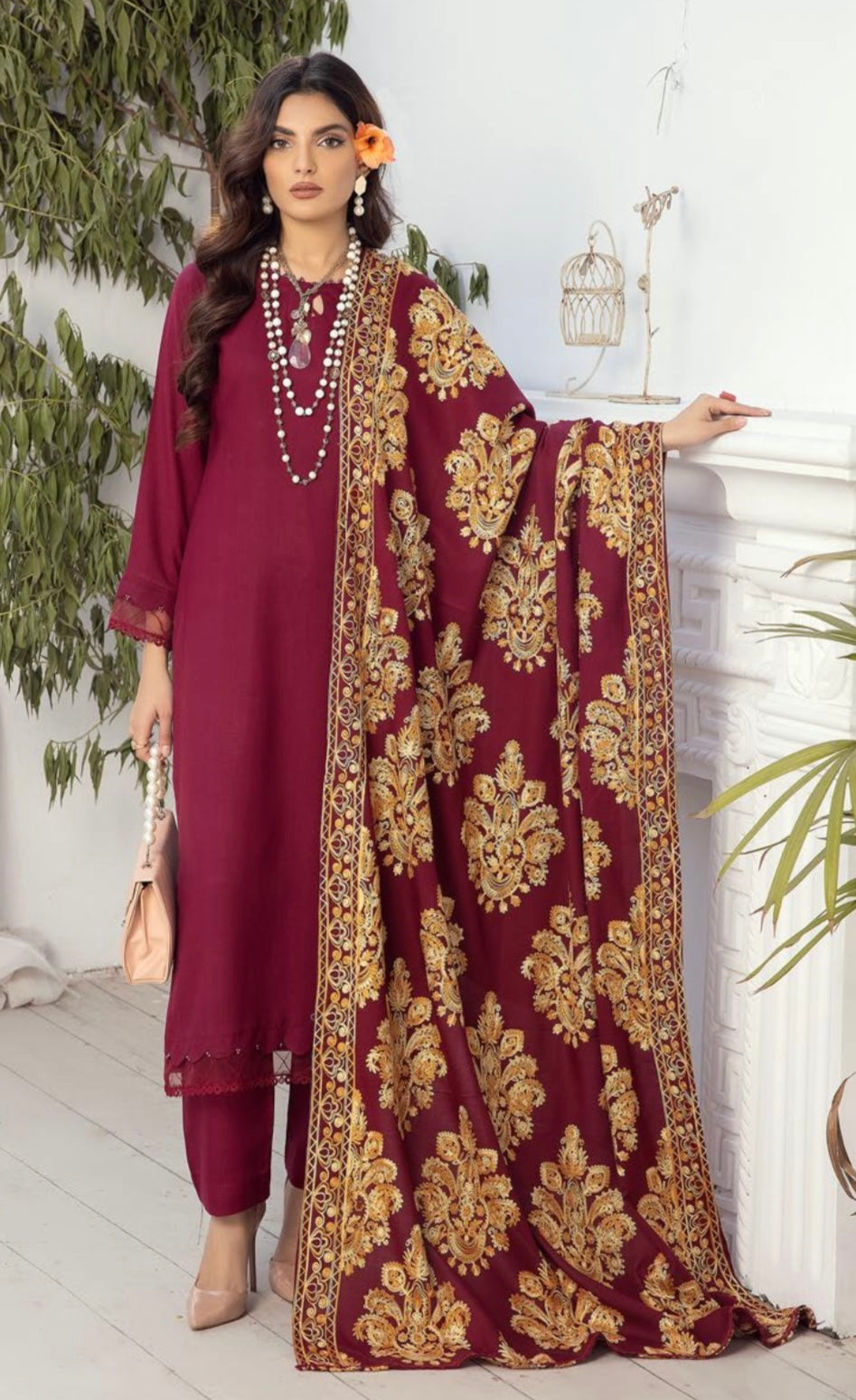 REET by SIMRANS Dhanak 3 piece suit with dhanak Phulkari shawl SRD013