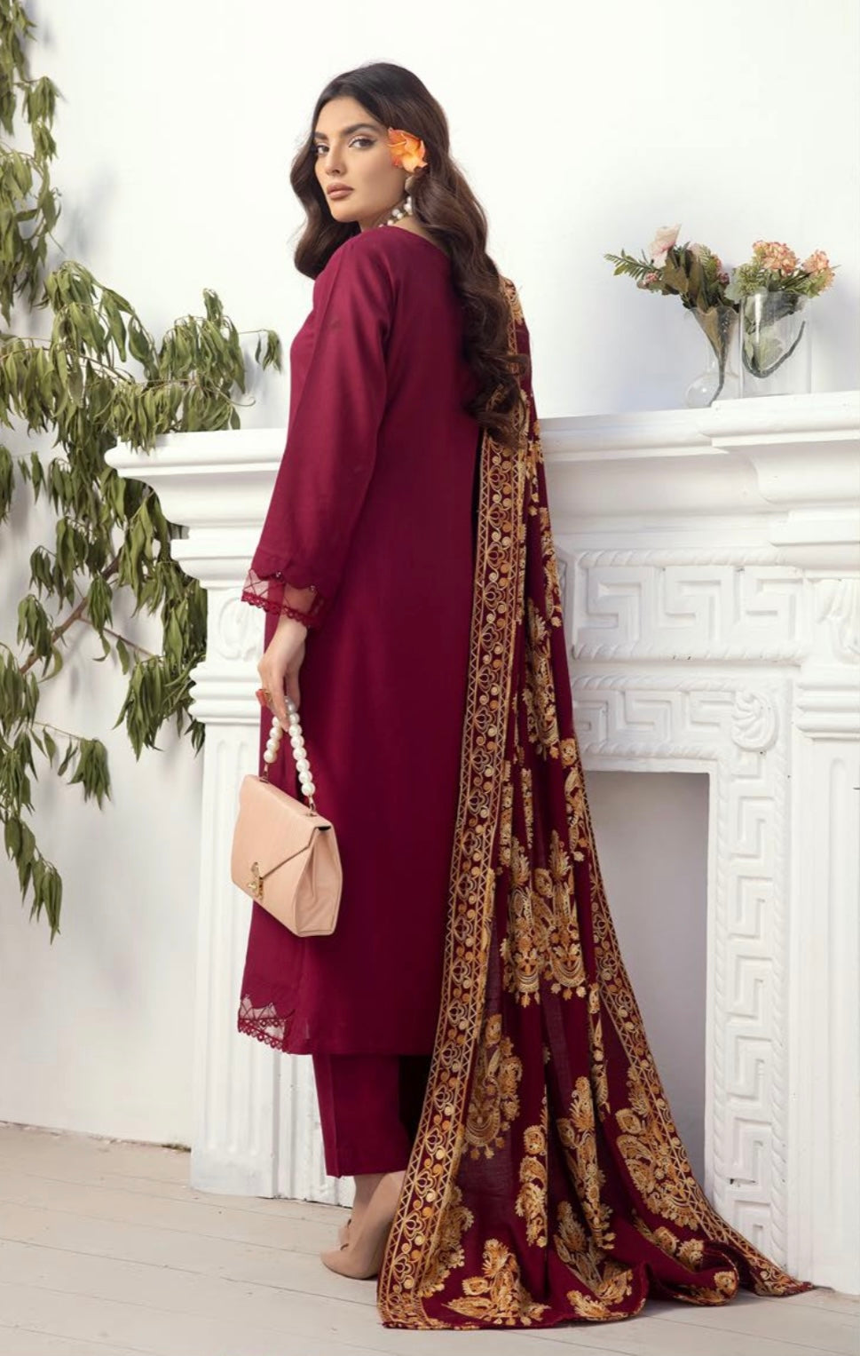 REET by SIMRANS Dhanak 3 piece suit with dhanak Phulkari shawl SRD013