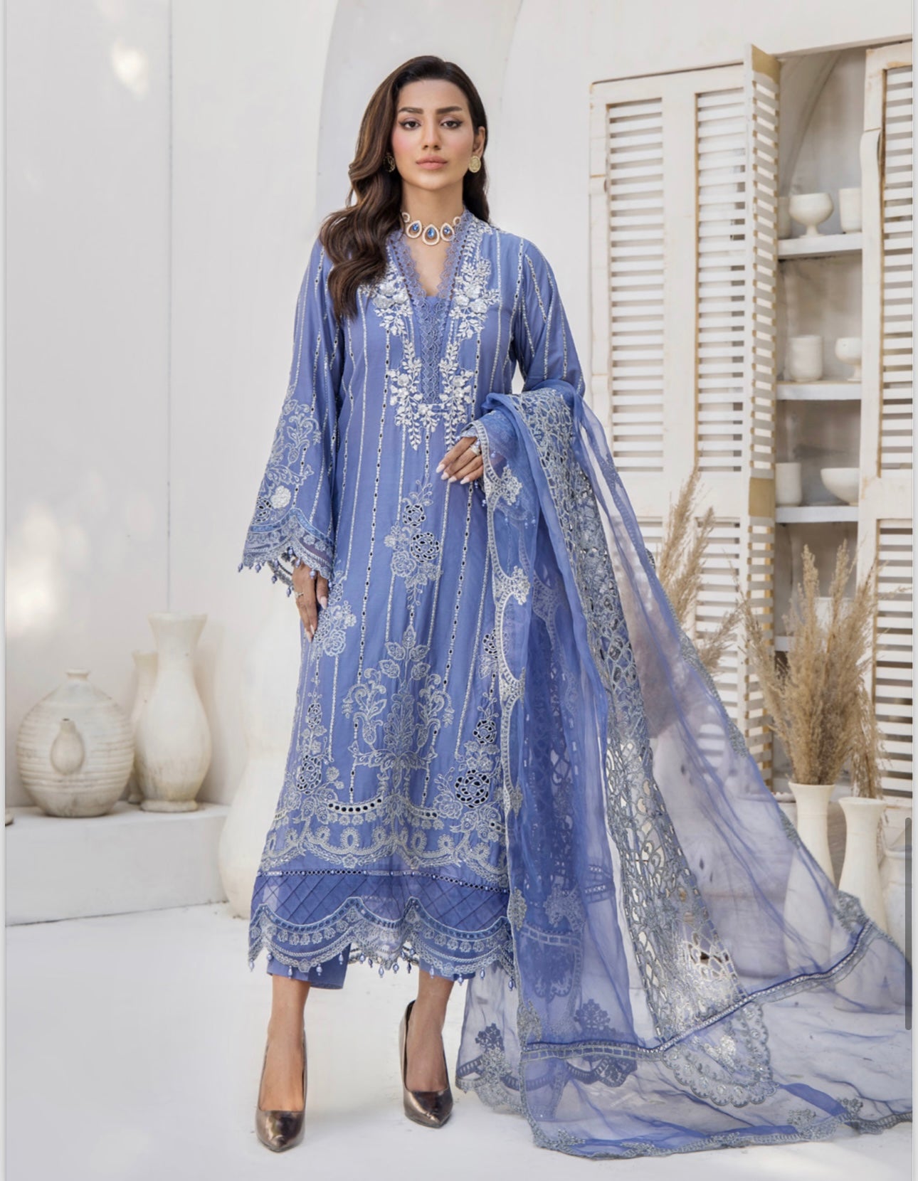 SIMRANS ‘MARIA B INSPIRED’ | EMBROIDERED COTTON READYMADE | SM581