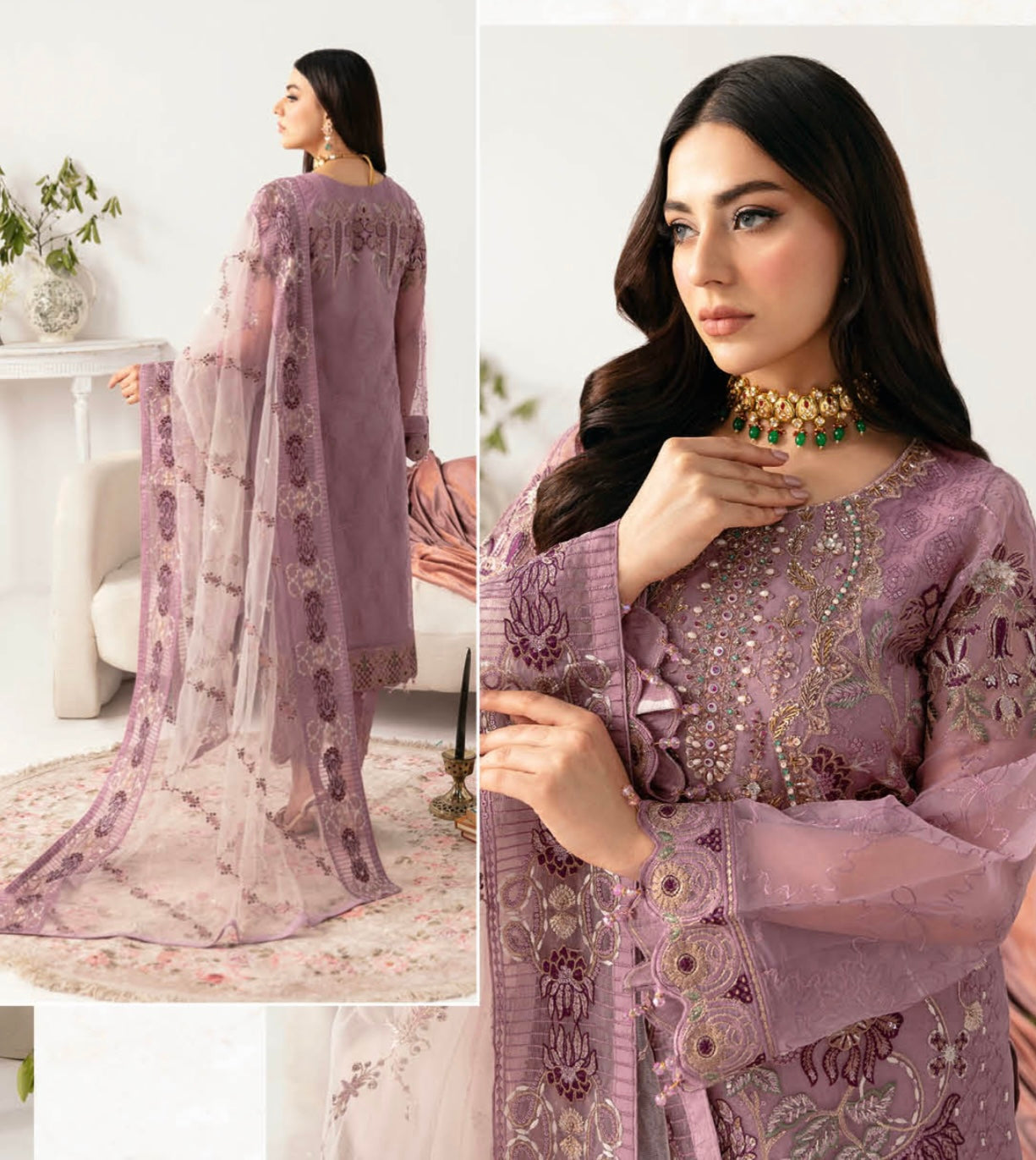 RAMSHA ‘MINHAL’ | EMBROIDERED ORGANZA READYMADE | M1107R