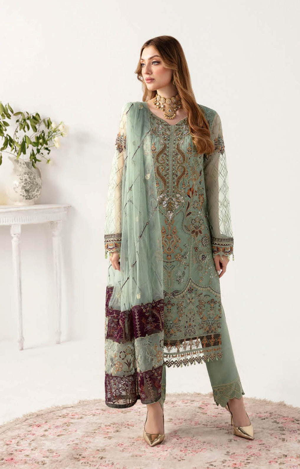 RAMSHA ‘MINHAL’ | EMBROIDERED ORGANZA READYMADE | M1108R