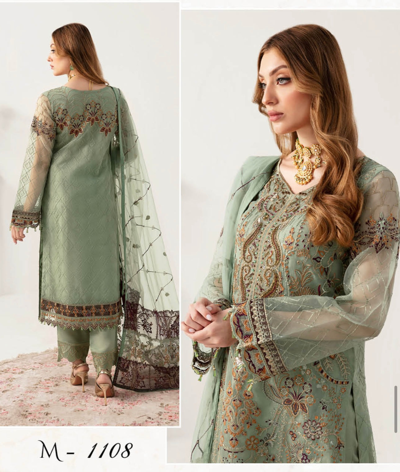 RAMSHA ‘MINHAL’ | EMBROIDERED ORGANZA READYMADE | M1108R