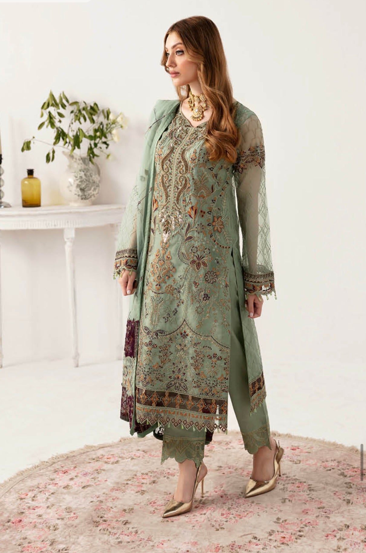 RAMSHA ‘MINHAL’ | EMBROIDERED ORGANZA READYMADE | M1108R