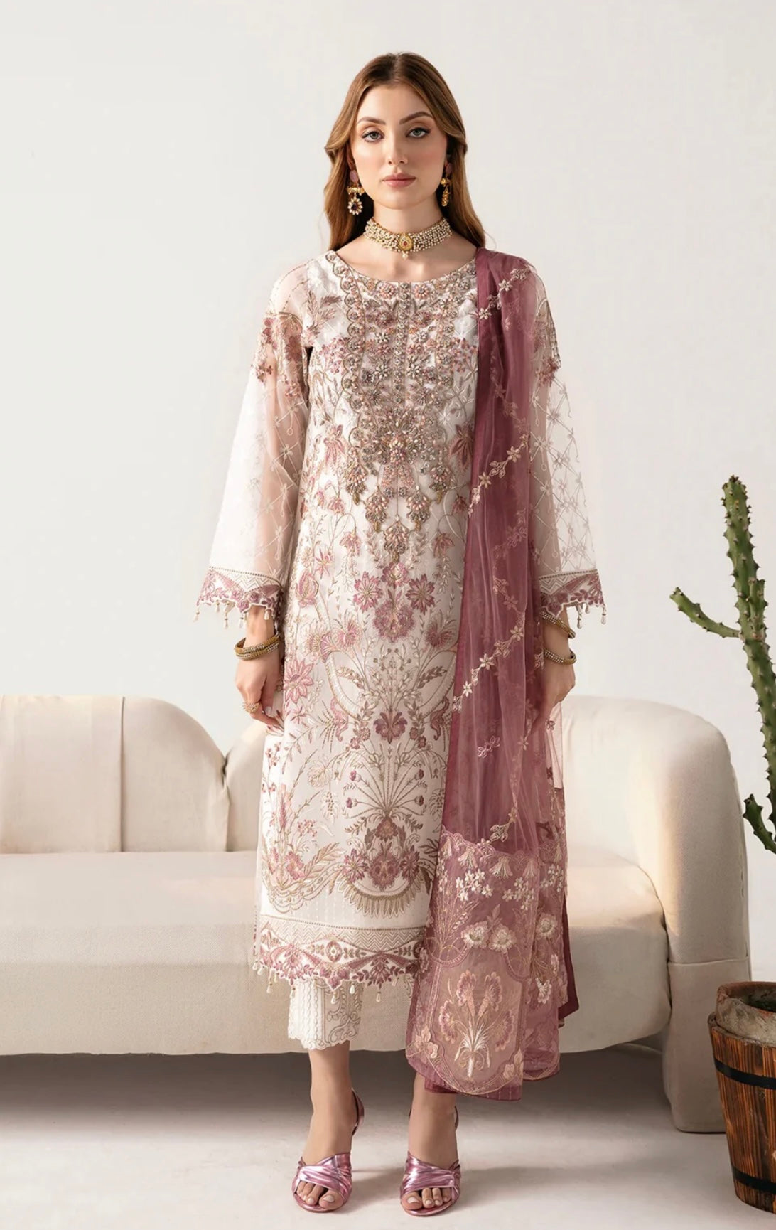 RAMSHA ‘MINHAL’ | EMBROIDERED ORGANZA READYMADE | M1102R