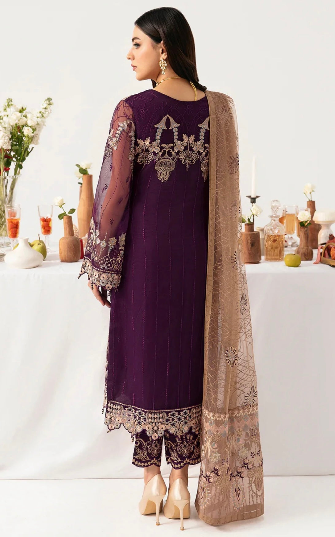 RAMSHA ‘MINHAL’ | EMBROIDERED ORGANZA READYMADE | M1109R