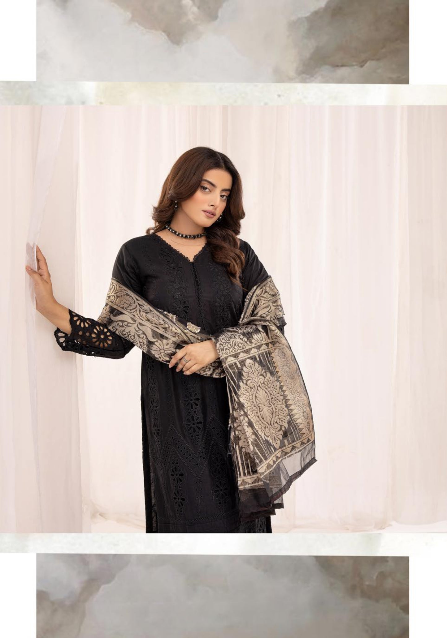 SIMRANS ‘IVY’ | EMBROIDERED CHIKANKARI MOTHER & DAUGHTER/kids READYMADE | SM562 (BLACK)