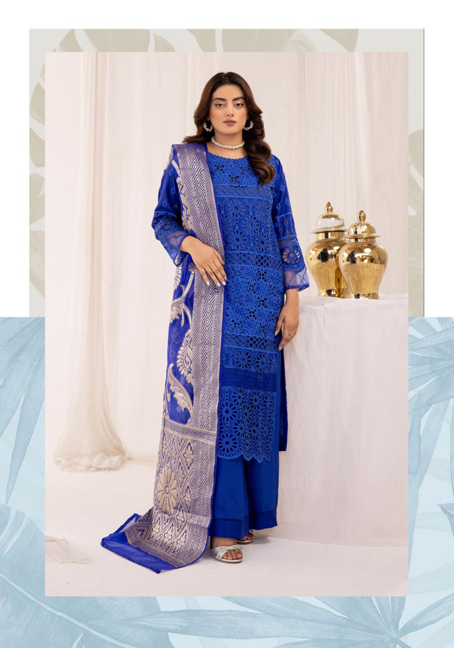 SIMRANS ‘IVY’ | EMBROIDERED CHIKANKARI MOTHER & DAUGHTER/kids READYMADE | SM562 (BLUE)