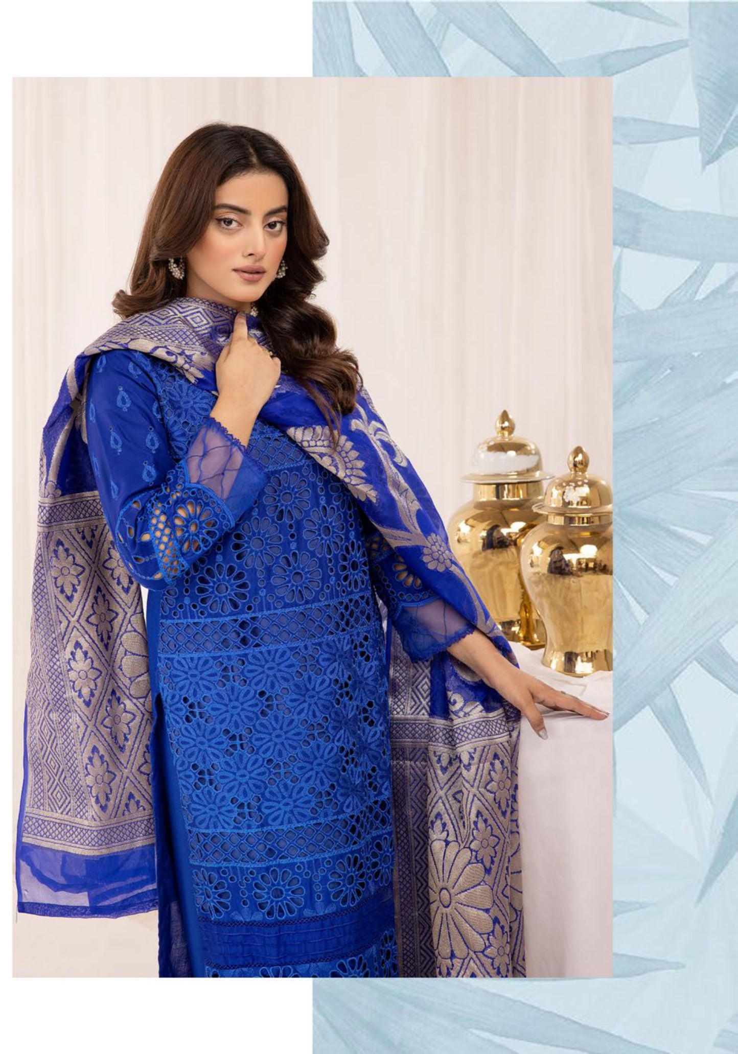 SIMRANS ‘IVY’ | EMBROIDERED CHIKANKARI MOTHER & DAUGHTER/kids READYMADE | SM562 (BLUE)