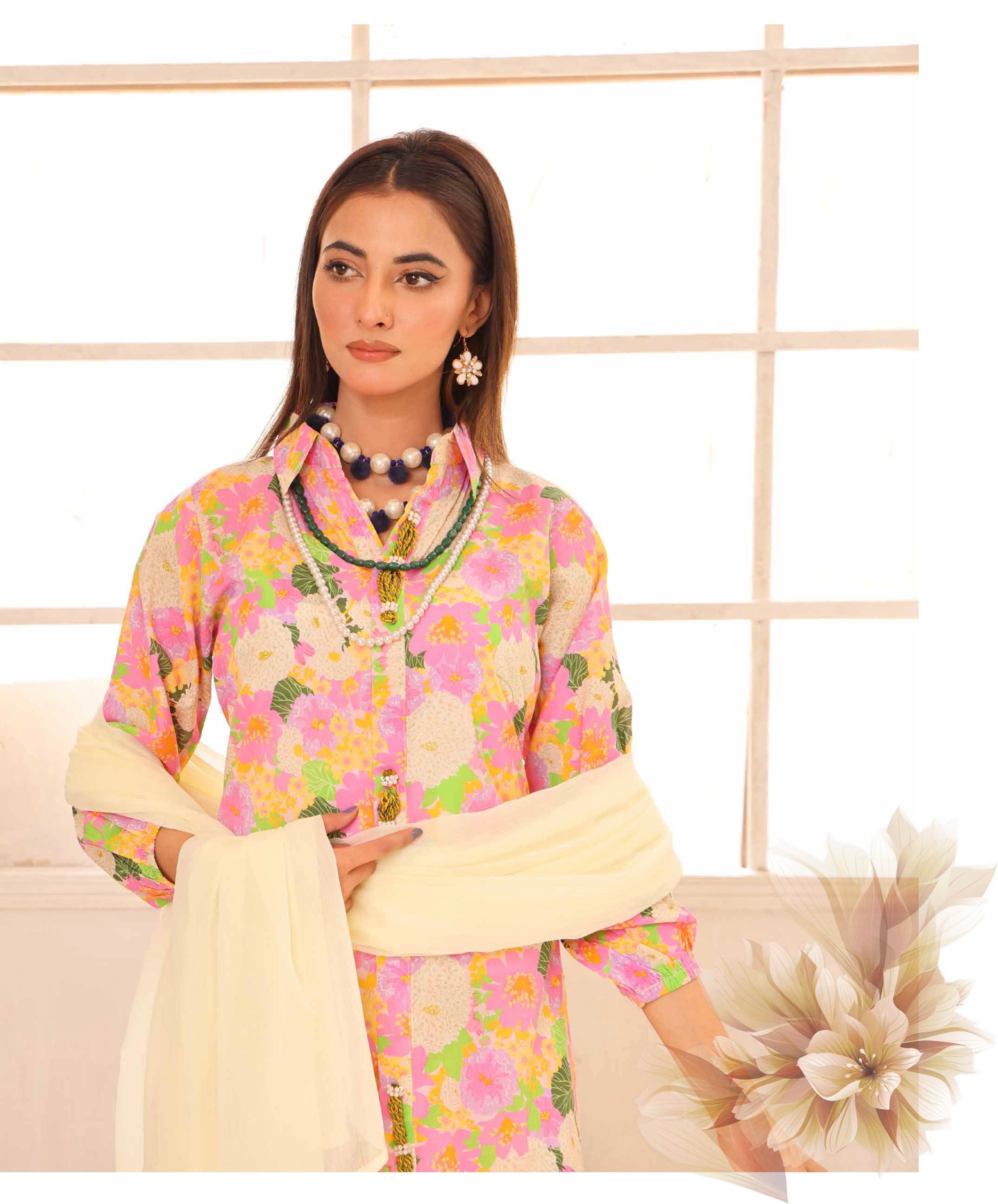 SIMRANS ‘HANNAH B’ | PRINTED LAWN READYMADE | SM504