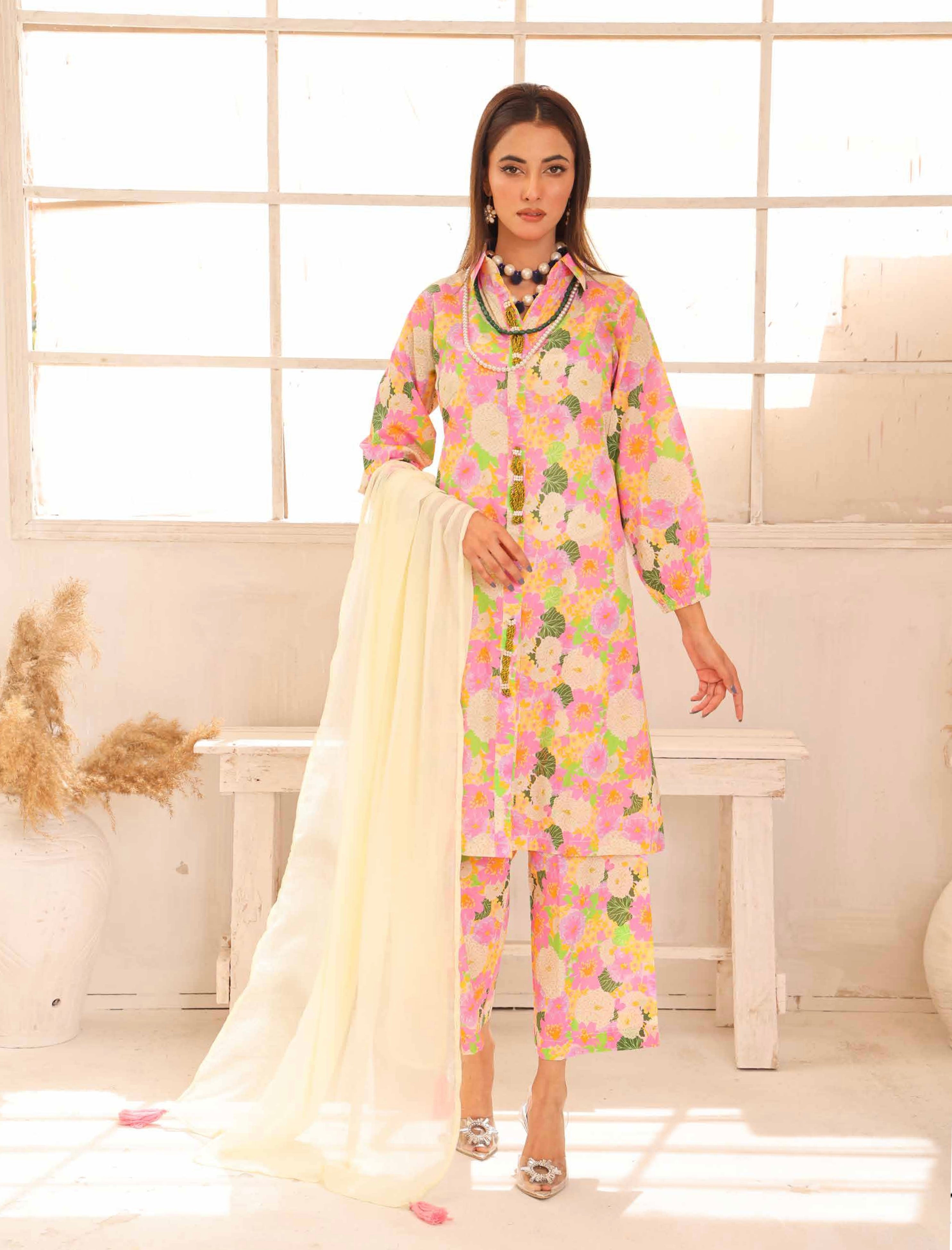 SIMRANS ‘HANNAH B’ | PRINTED LAWN READYMADE | SM504