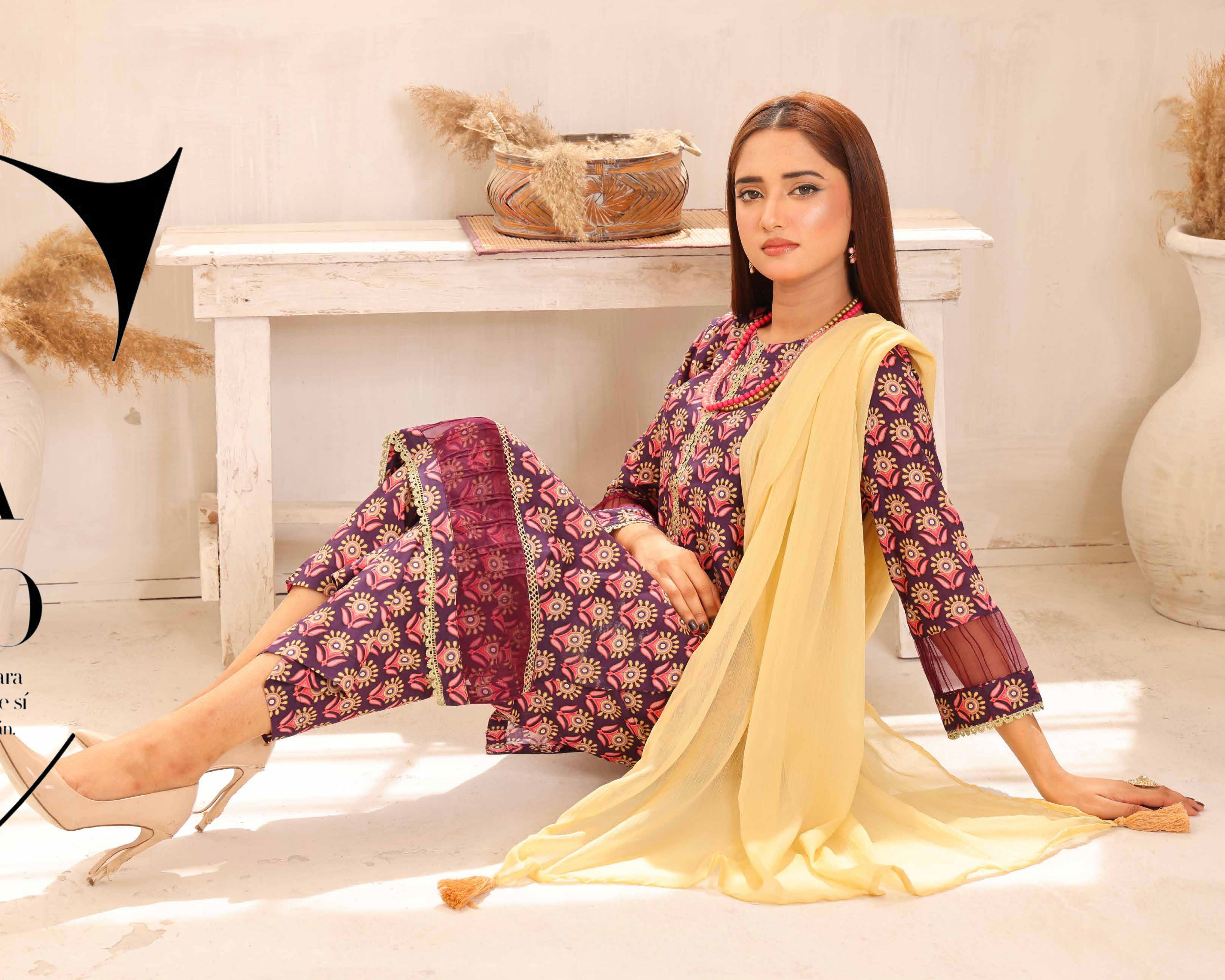 SIMRANS ‘HANNAH B’ | PRINTED LAWN READYMADE | SM508