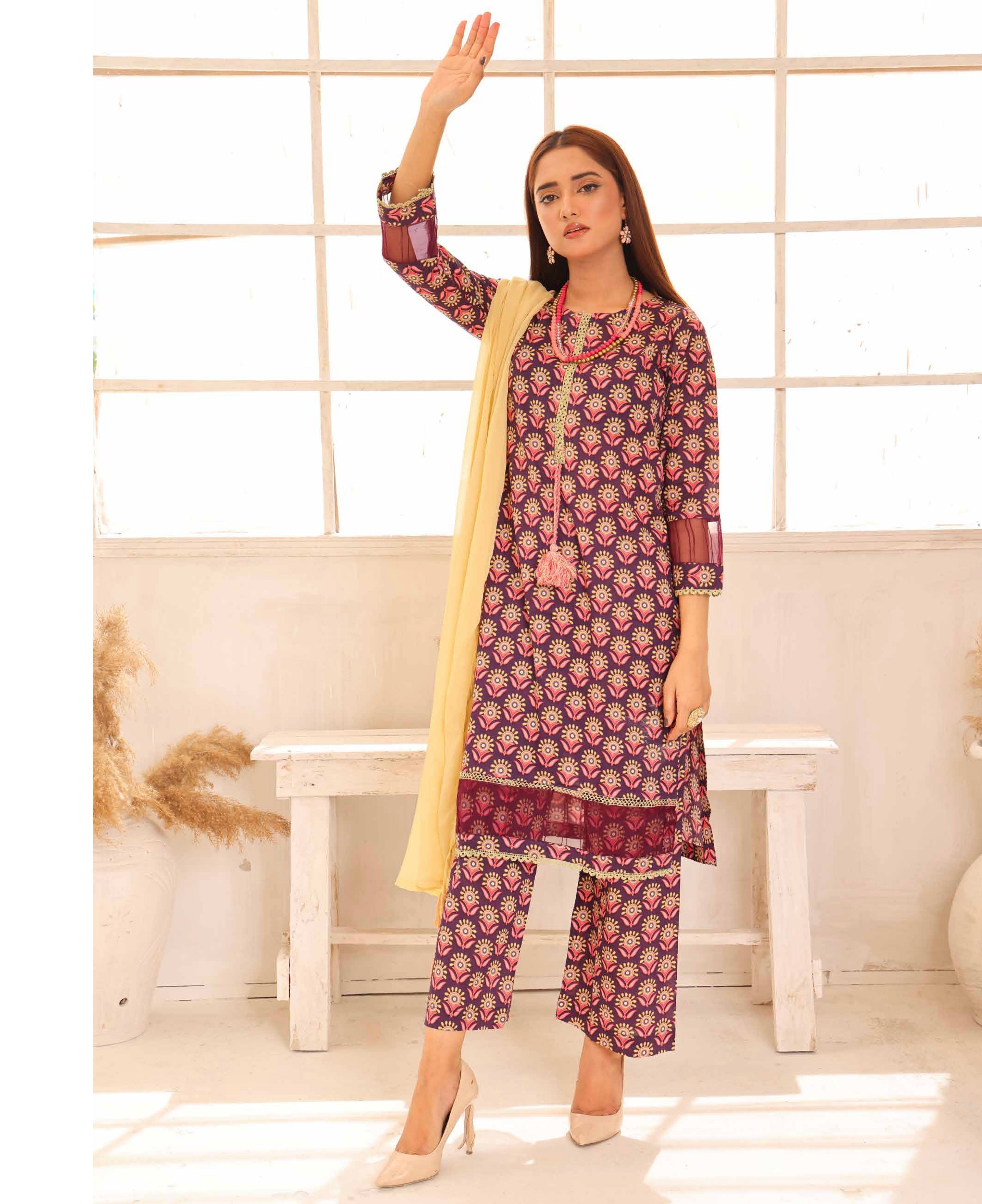 SIMRANS ‘HANNAH B’ | PRINTED LAWN READYMADE | SM508