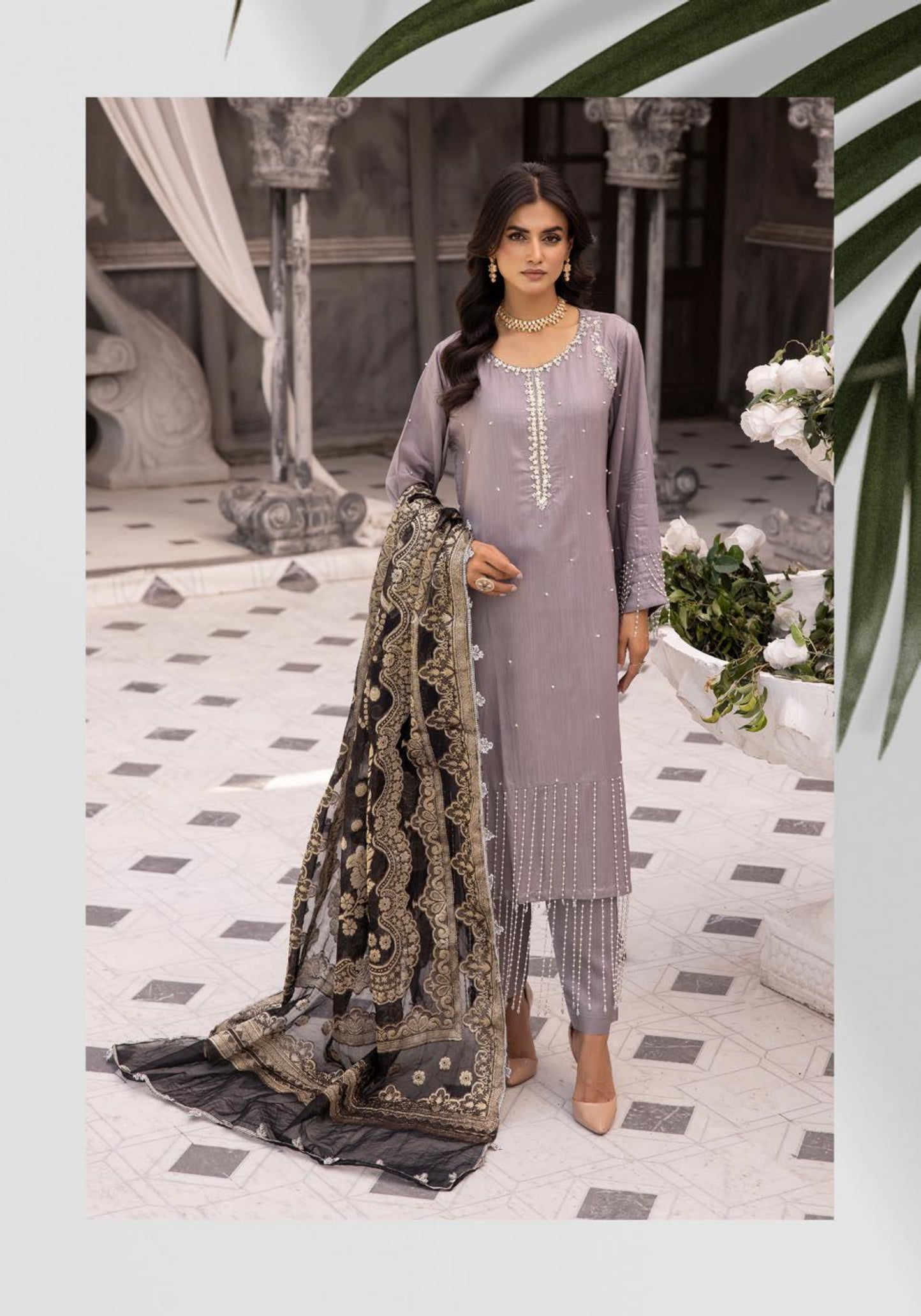 IVANA LUX BY SIMRANS HEAVY EMBROIDERED 3PC READYMADE SUIT ISM675