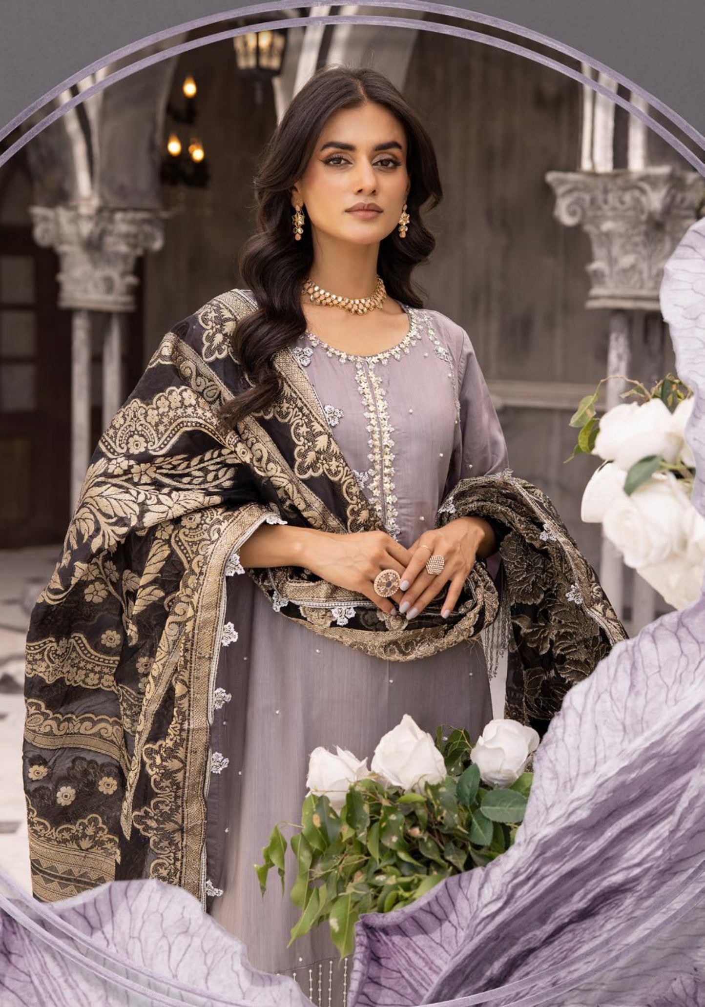 IVANA LUX BY SIMRANS HEAVY EMBROIDERED 3PC READYMADE SUIT ISM675