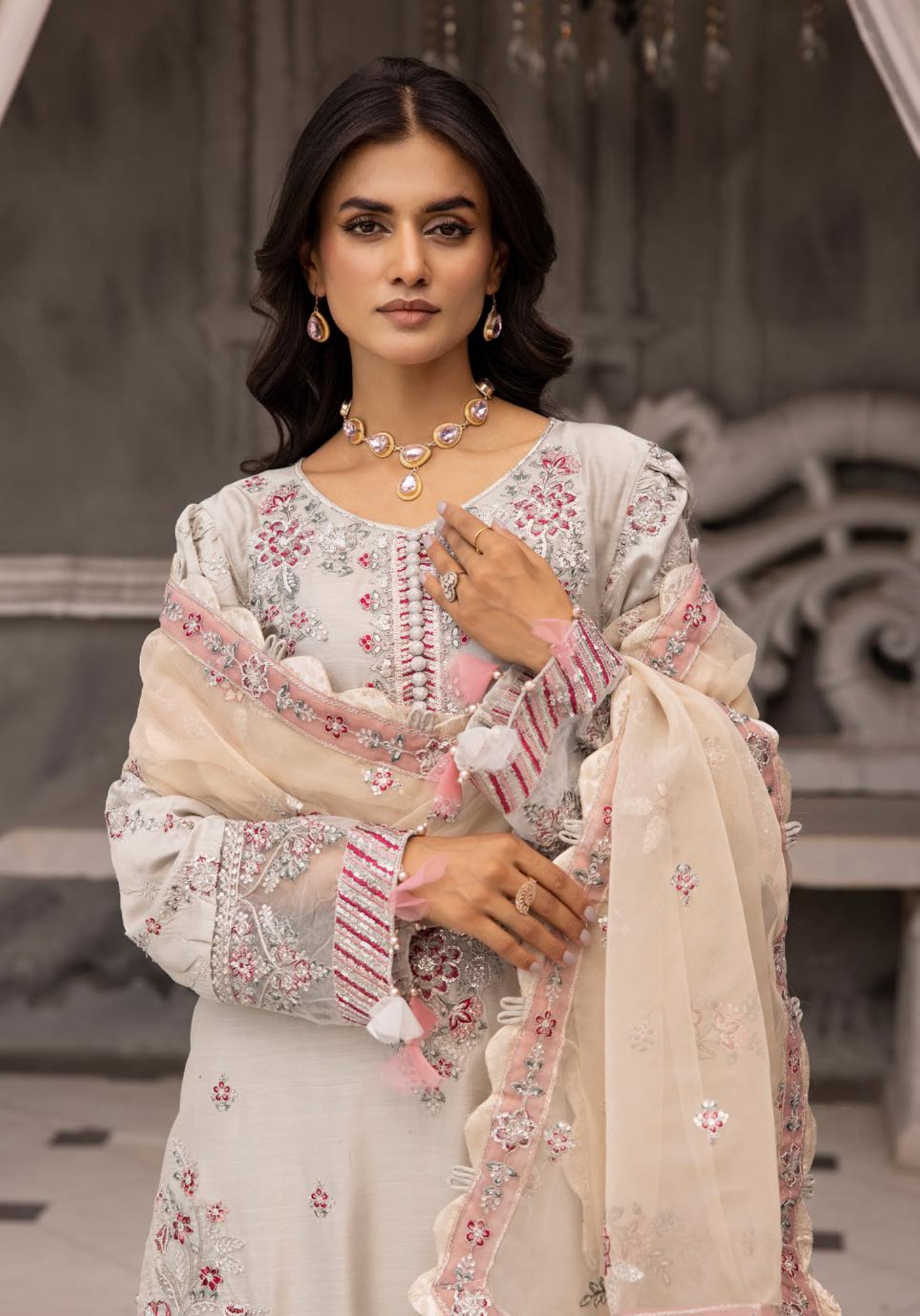 IVANA LUX BY SIMRANS HEAVY EMBROIDERED 3PC READYMADE SUIT ISM676