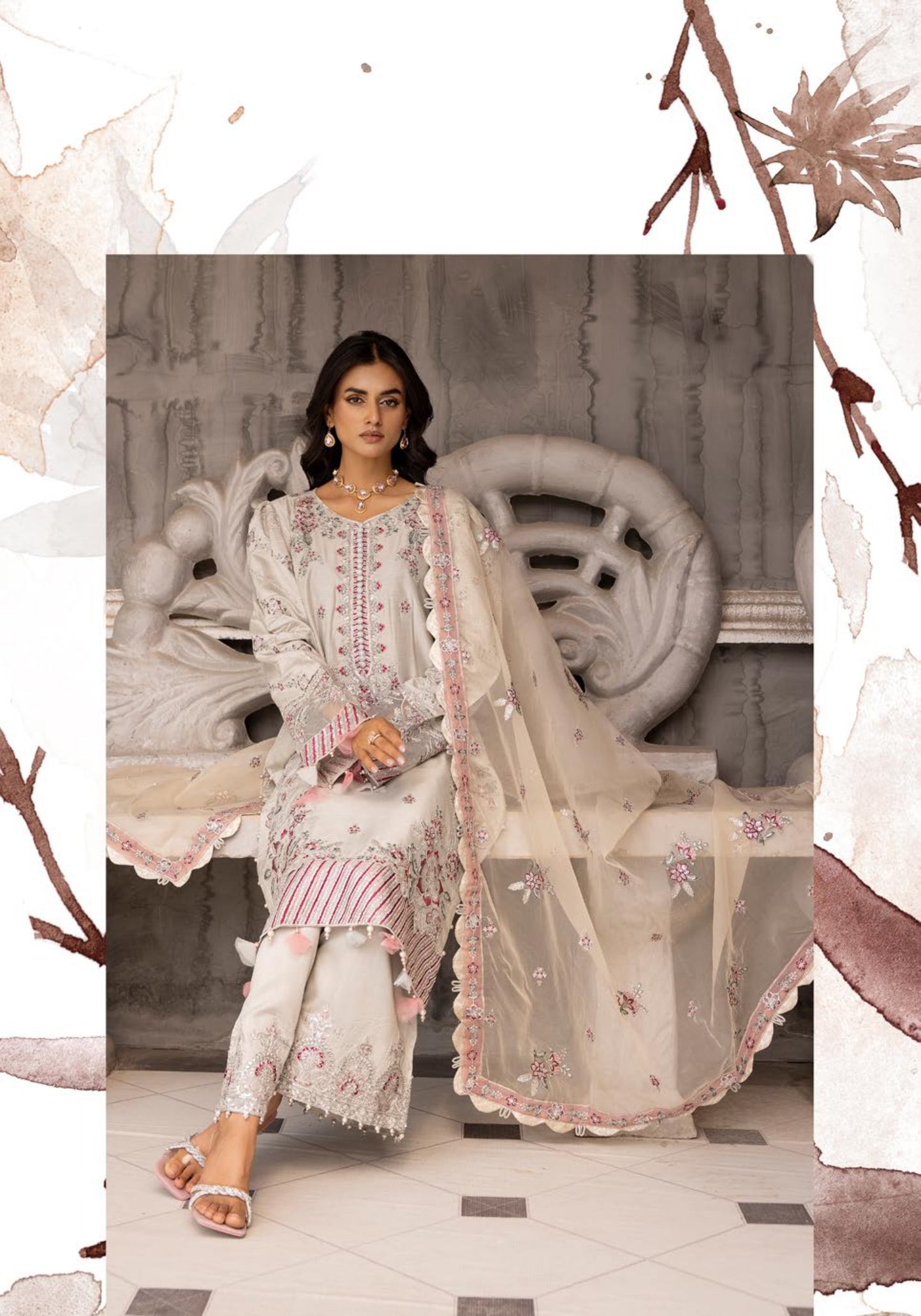 IVANA LUX BY SIMRANS HEAVY EMBROIDERED 3PC READYMADE SUIT ISM676