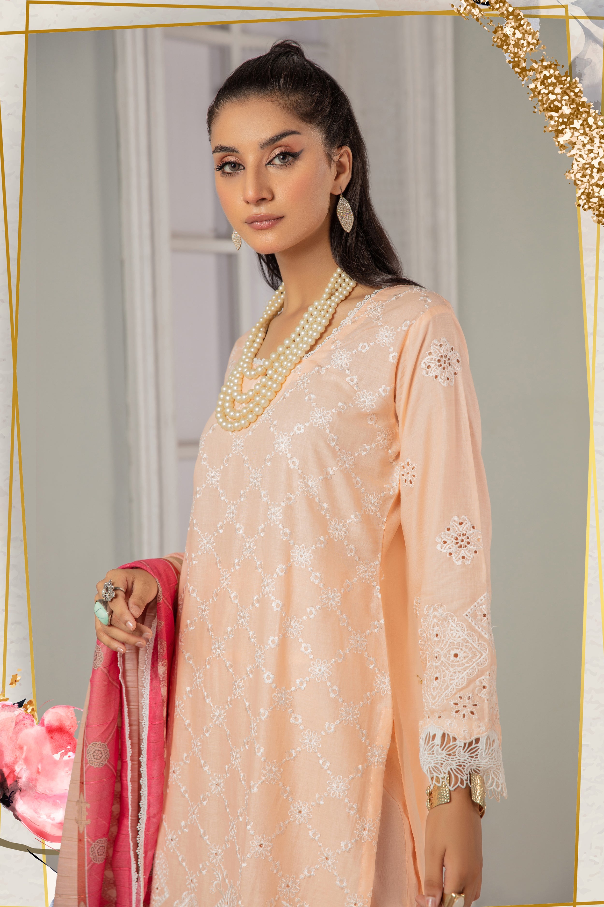 SIMRANS ‘KOHAAR’ | EMBROIDERED CHIKENKARI 3PC READYMADE | SM463