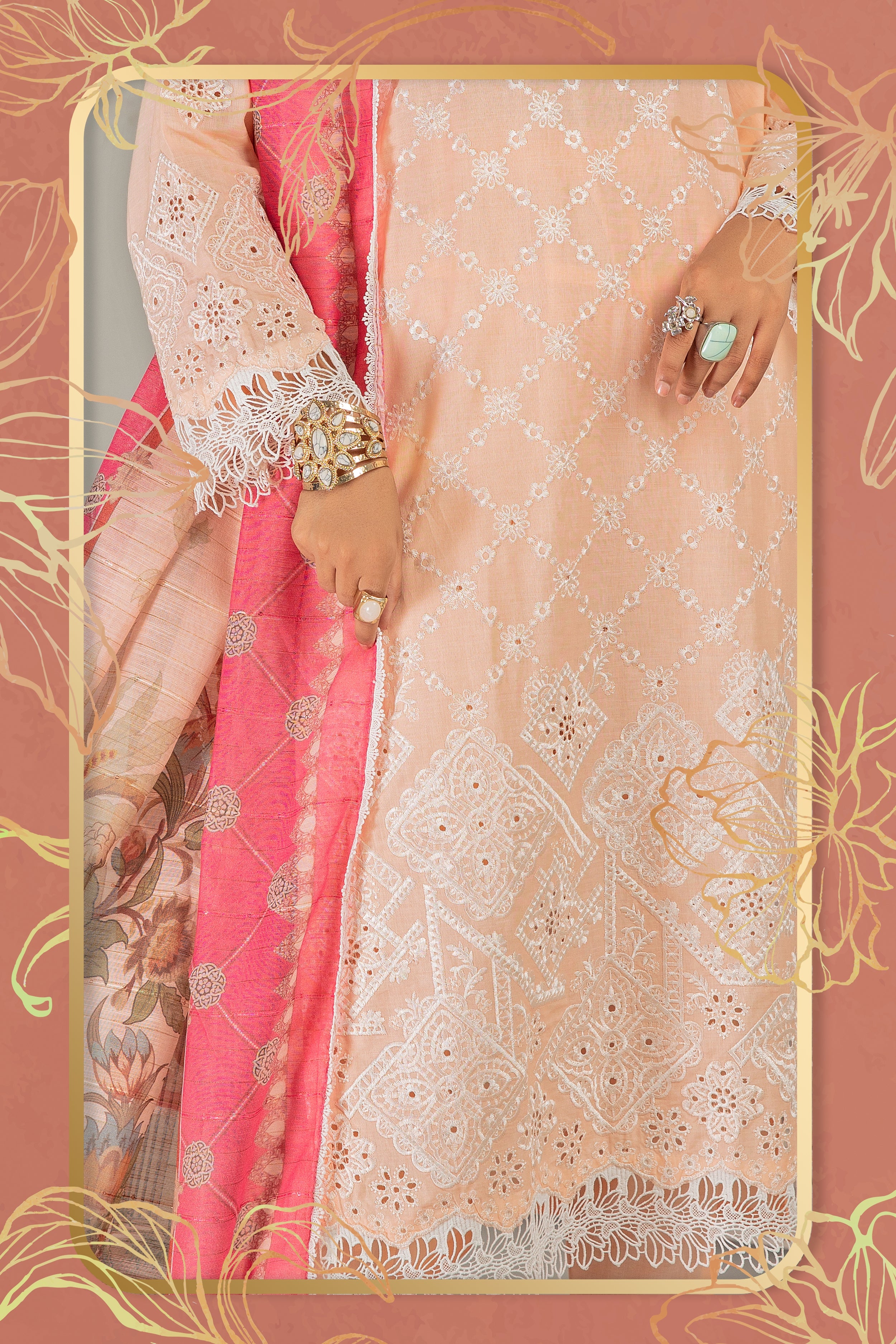 SIMRANS ‘KOHAAR’ | EMBROIDERED CHIKENKARI 3PC READYMADE | SM463