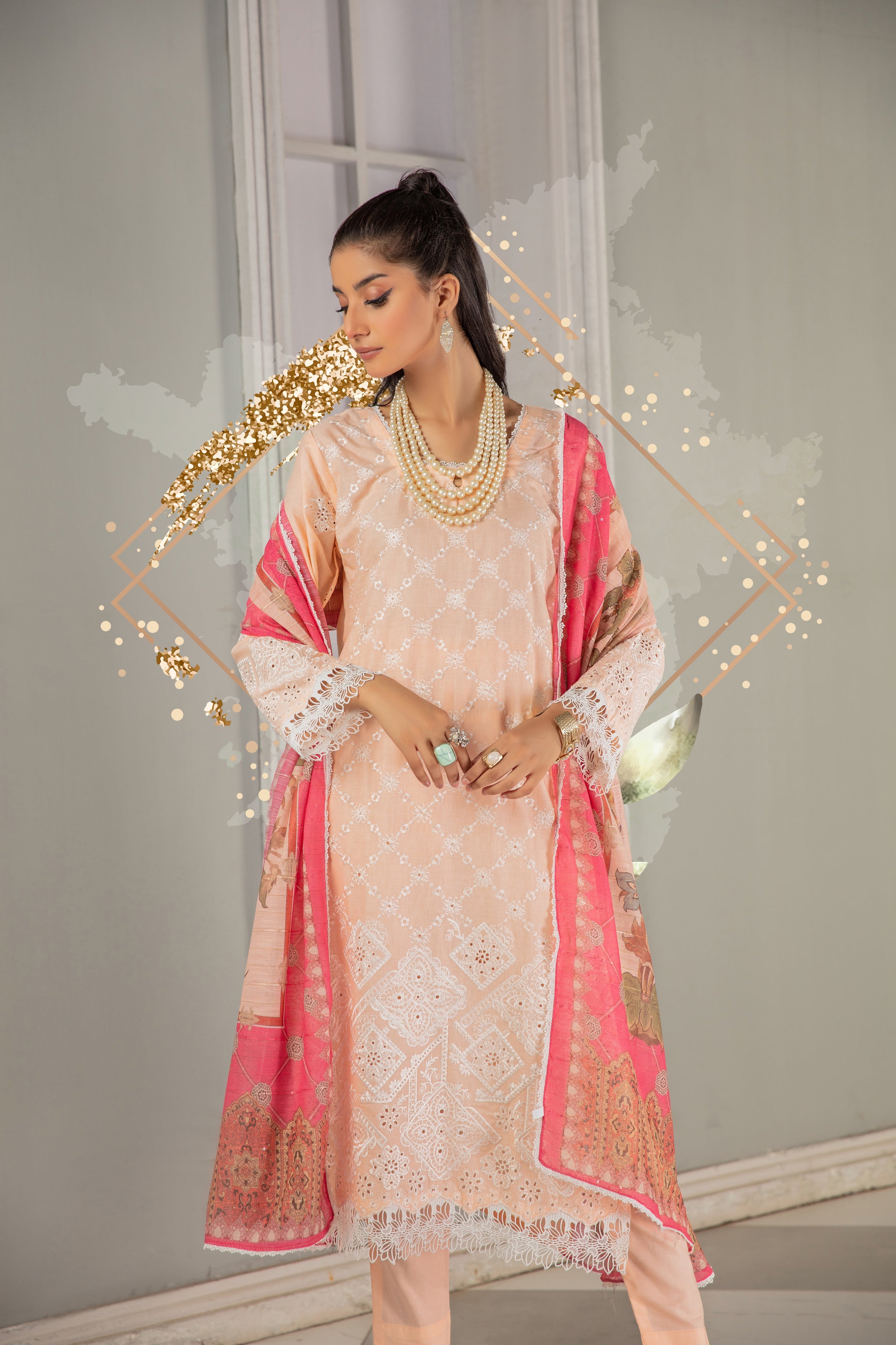 SIMRANS ‘KOHAAR’ | EMBROIDERED CHIKENKARI 3PC READYMADE | SM463