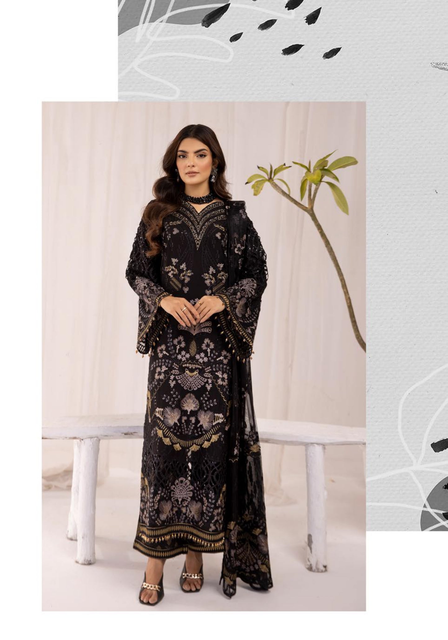SIMRANS Sienna Chiffon luxury collection 3 piece embroidered readymade suit Mummy & me/kids