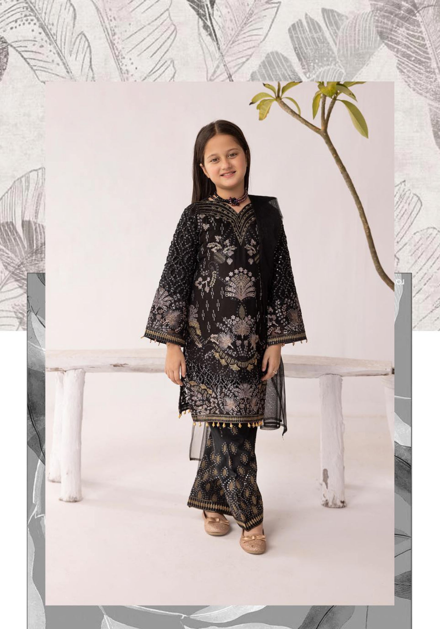 SIMRANS Sienna Chiffon luxury collection 3 piece embroidered readymade suit Mummy & me/kids