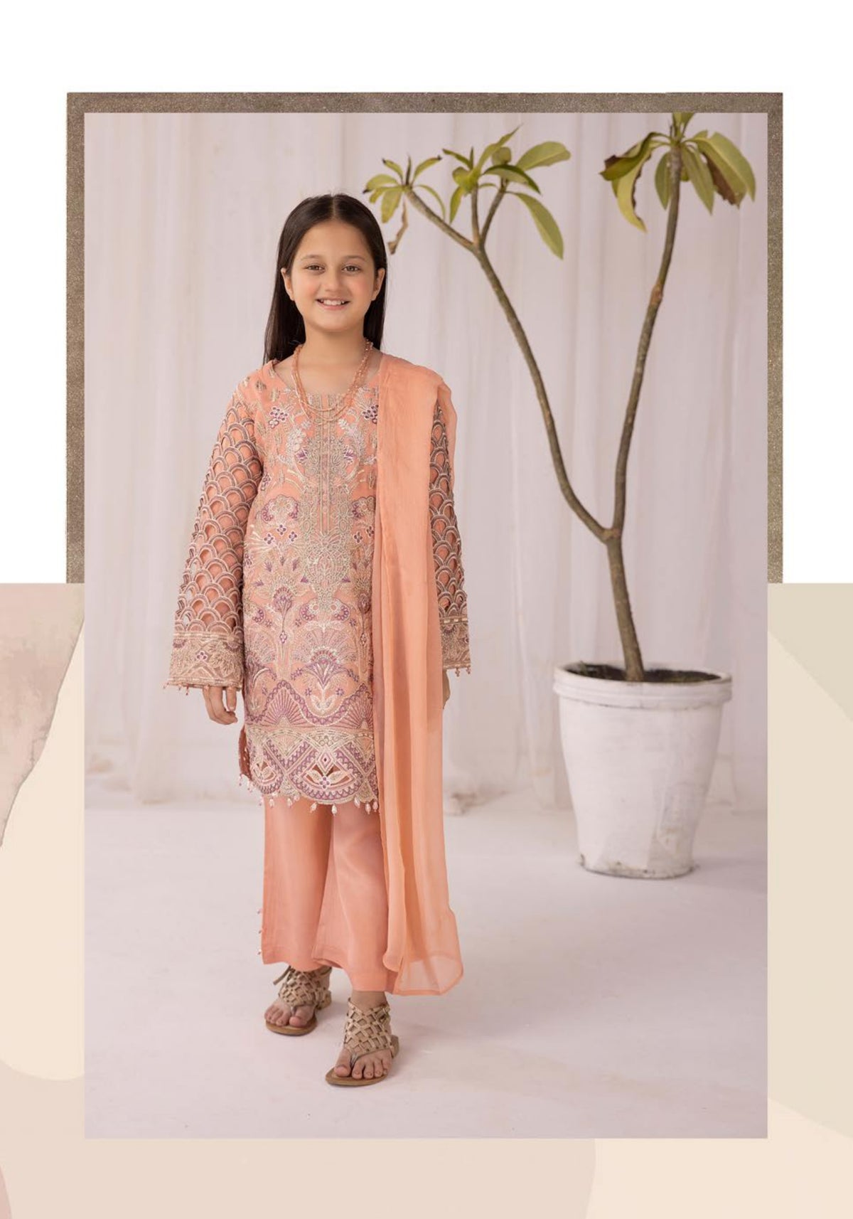 SIMRANS Sienna Chiffon luxury collection 3 piece embroidered readymade suit Mummy & me/kids 2