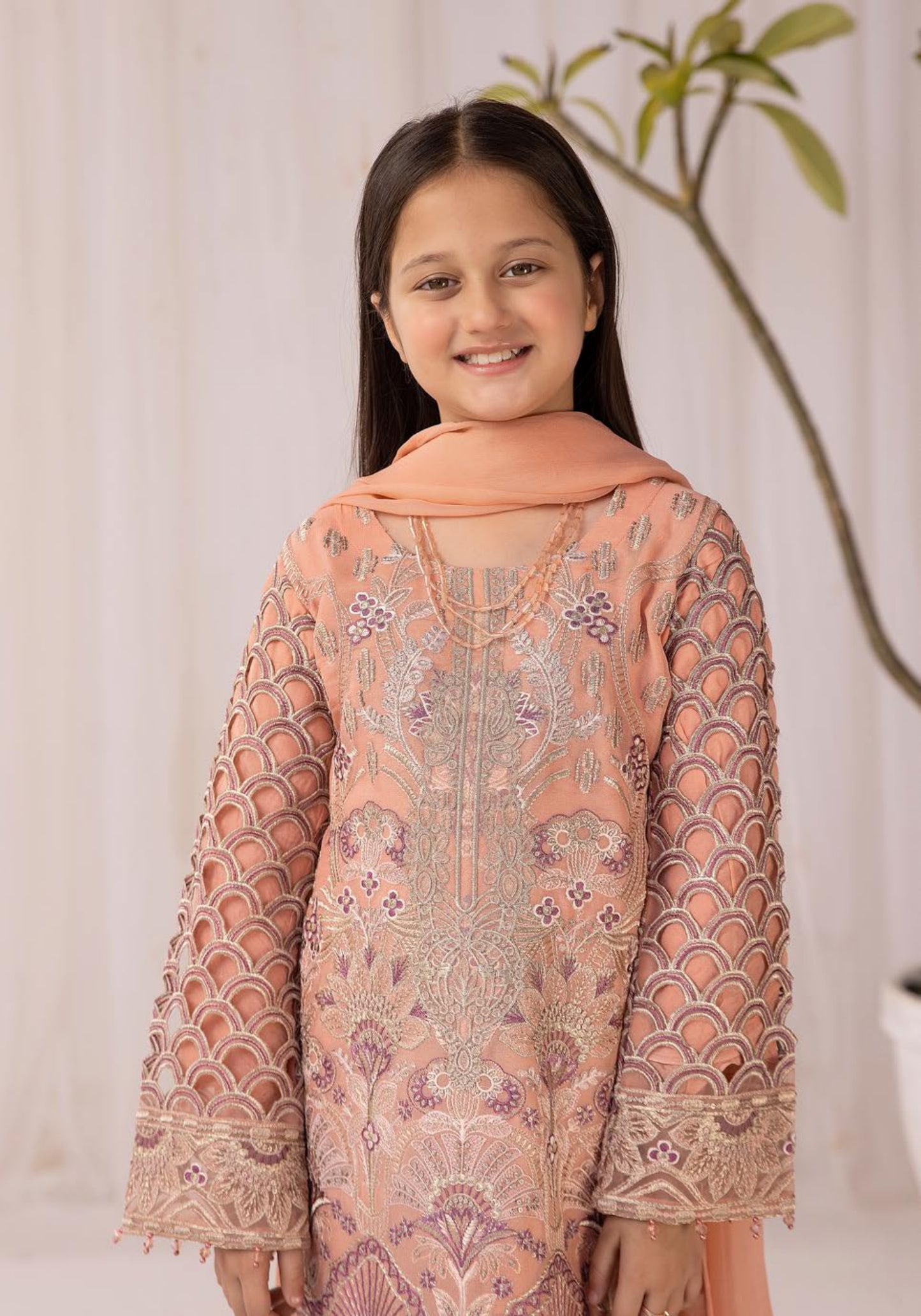 SIMRANS Sienna Chiffon luxury collection 3 piece embroidered readymade suit Mummy & me/kids 2