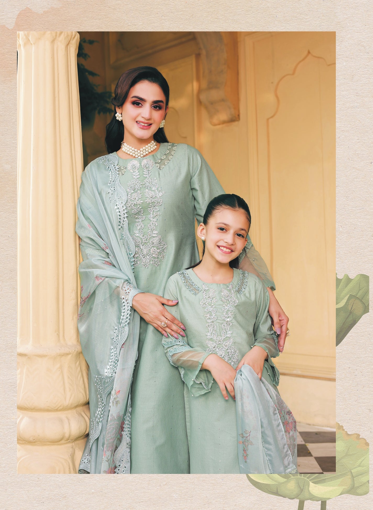 SIMRANS EID LUXURY EDITION MUMMY & ME 3PC JACQUARD SEQUENCE READYMADE SM355