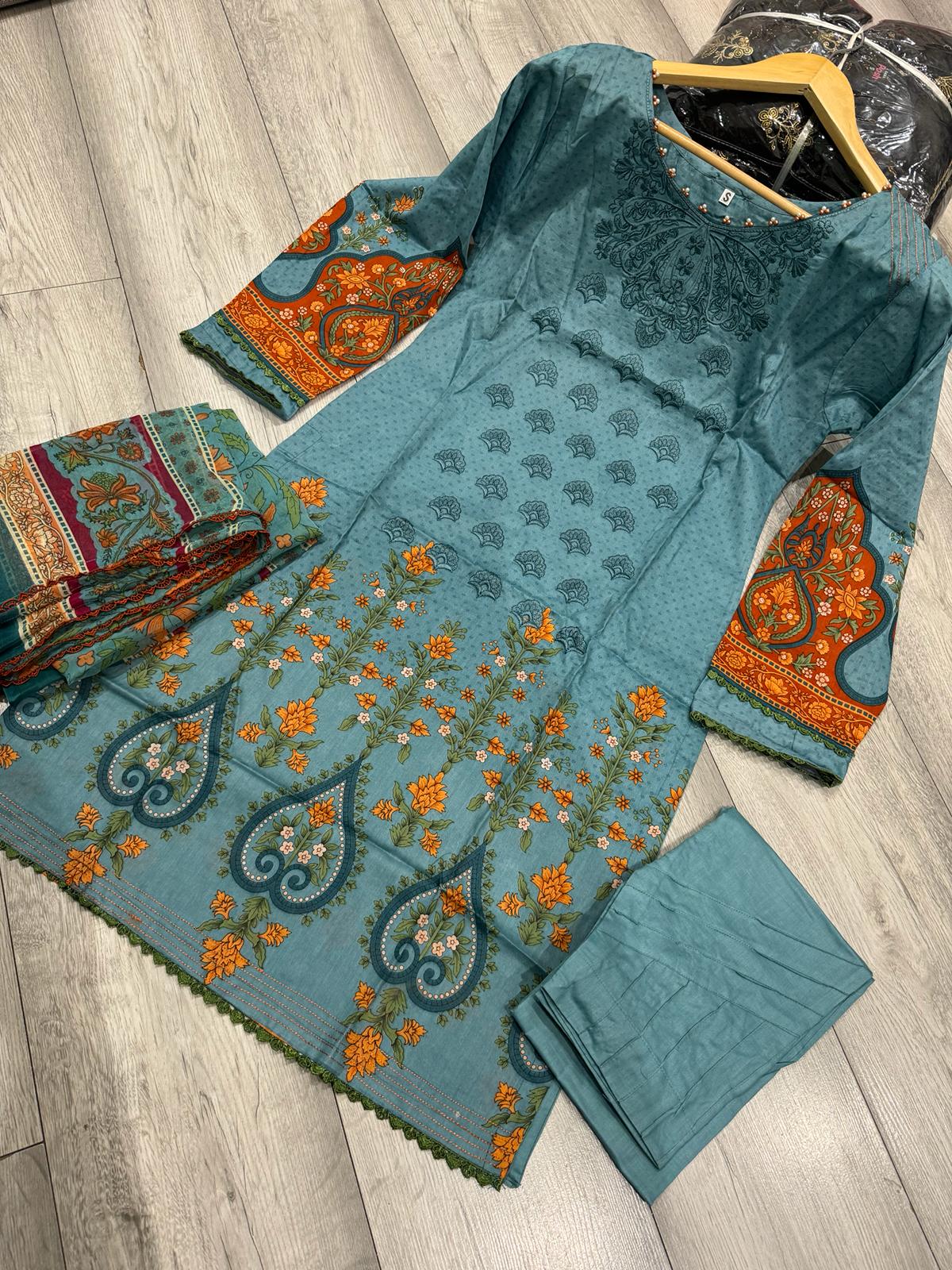 NISHAT 3PC DIGITAL EMBROIDERED LAWN READYMADE | NDPL055