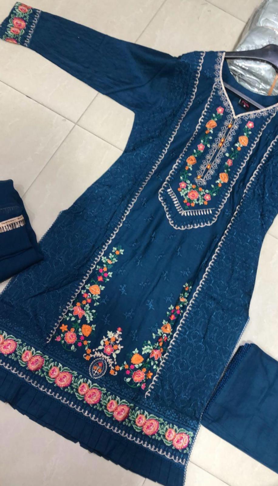 SHAZAIB 3PC HEAVY EMBROIDERED LINEN 3PC READYMADE 204