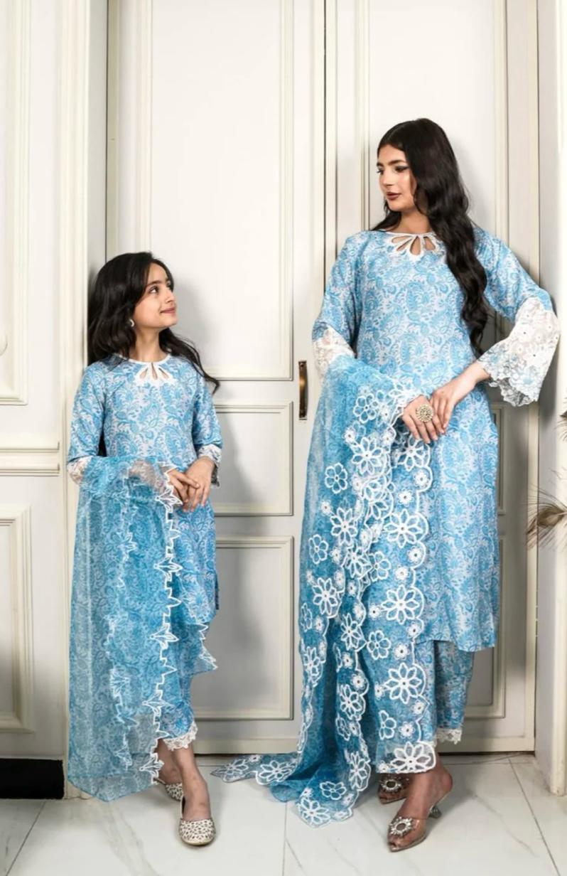 SIMRANS ‘ETHNIC’ | EMBROIDERED COTTON MOTHER & DAUGHTER-kids READYMADE | SM433