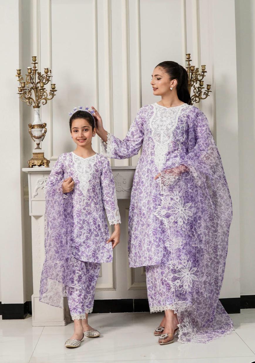 SIMRANS ‘ETHNIC’ | EMBROIDERED COTTON MOTHER & DAUGHTER-kids READYMADE | SM435