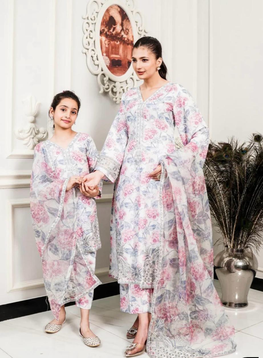 SIMRANS ‘ETHNIC’ | EMBROIDERED COTTON MOTHER & DAUGHTER-kids READYMADE | SM436