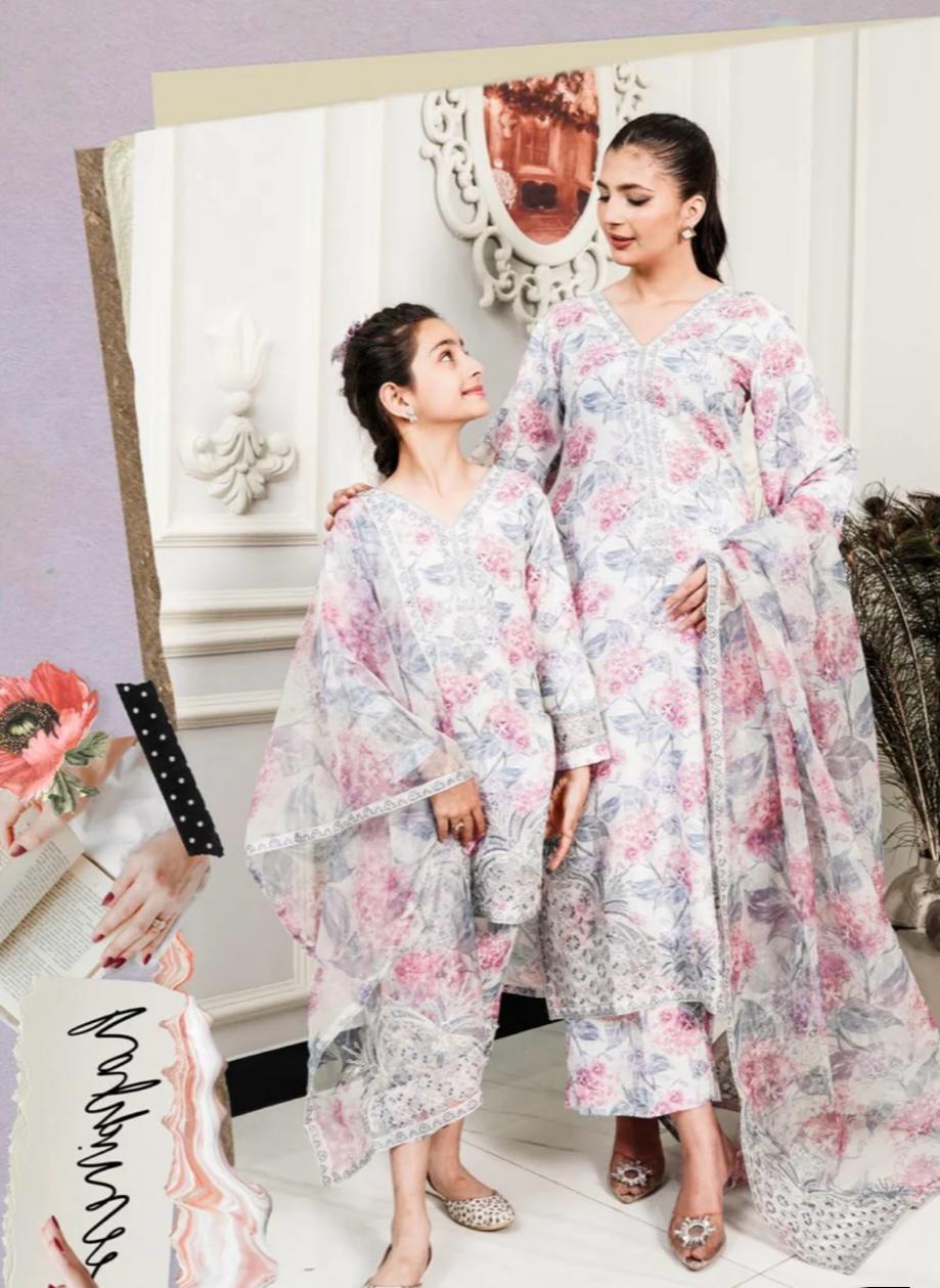 SIMRANS ‘ETHNIC’ | EMBROIDERED COTTON MOTHER & DAUGHTER-kids READYMADE | SM436