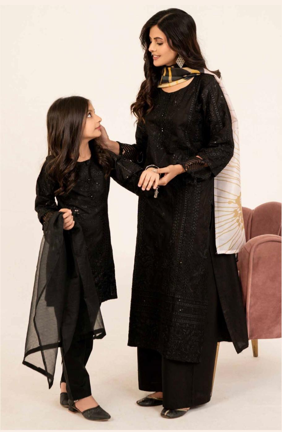 SIMRANS CHICKNKARI MOTHER & DAUGHTER/kids 3PC READYMADE SM445