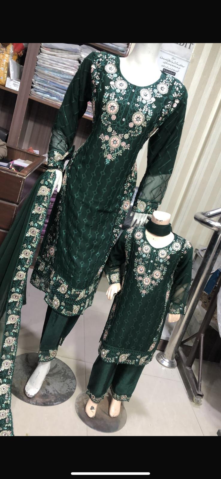 SHAZAIB | EMBROIDERED CHIFFON MUMMY & ME/kids 3PC READYMADE | SZ181