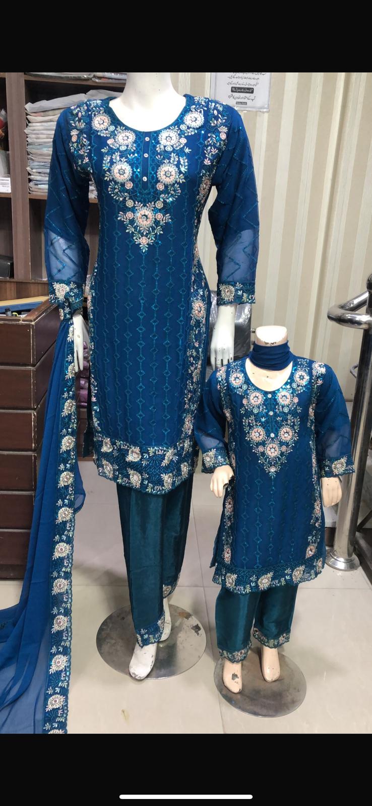 SHAZAIB | EMBROIDERED CHIFFON MUMMY & ME/kids 3PC READYMADE | SZ183